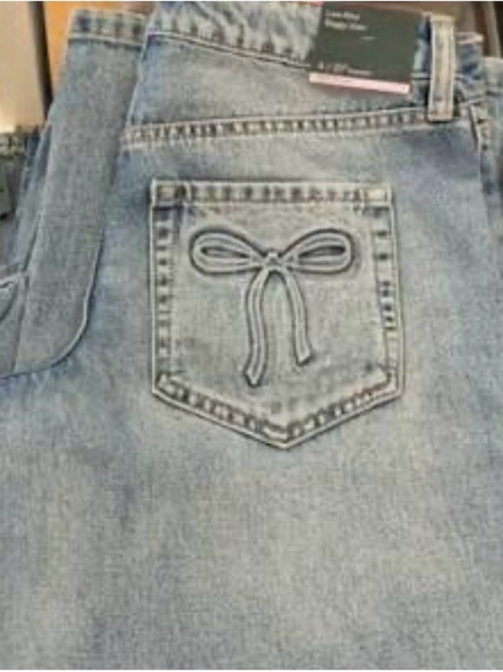NWT Wild Fable Low-Rise Baggy Light Wash Jeans w/Bow Pocket, TWO Sizes - 8 & 10